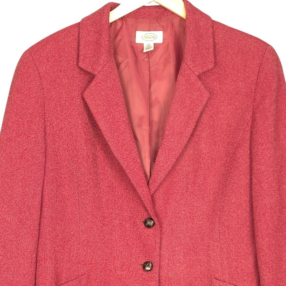 Talbots Blazer Womens 12 Pink Rose 100% Wool 2-Button Lined Career Jacket